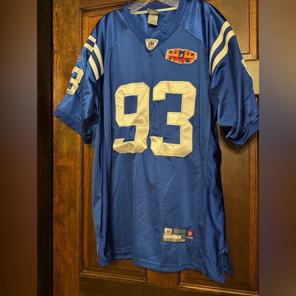Dwight Freeney Reebok NFL Colts #93 Jersey Blue Size XL/2XL Size 56 Super Bowl